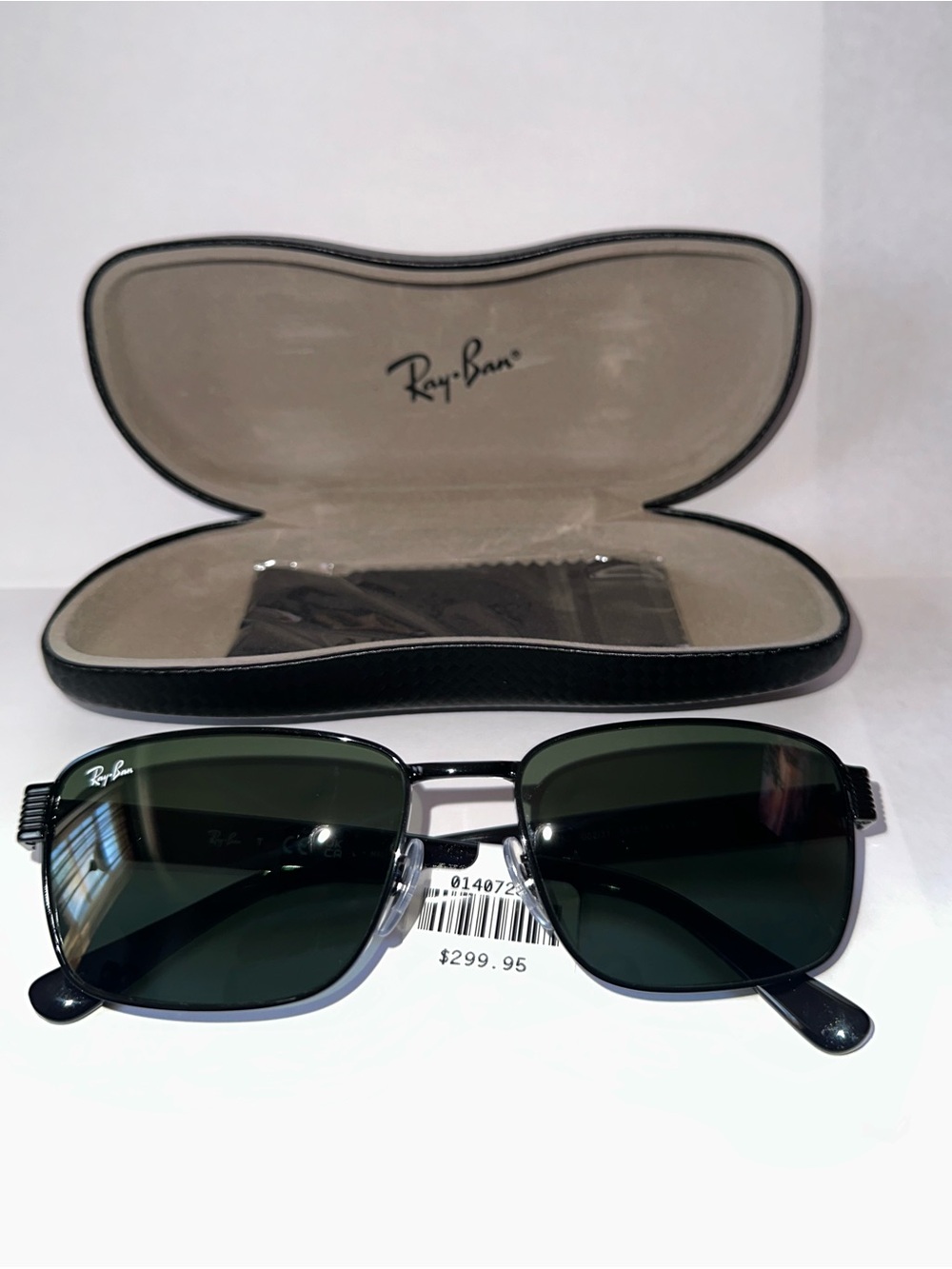 New Ray-Ban RB3750 Black Frame Sunglasses with Dark Green Lenses